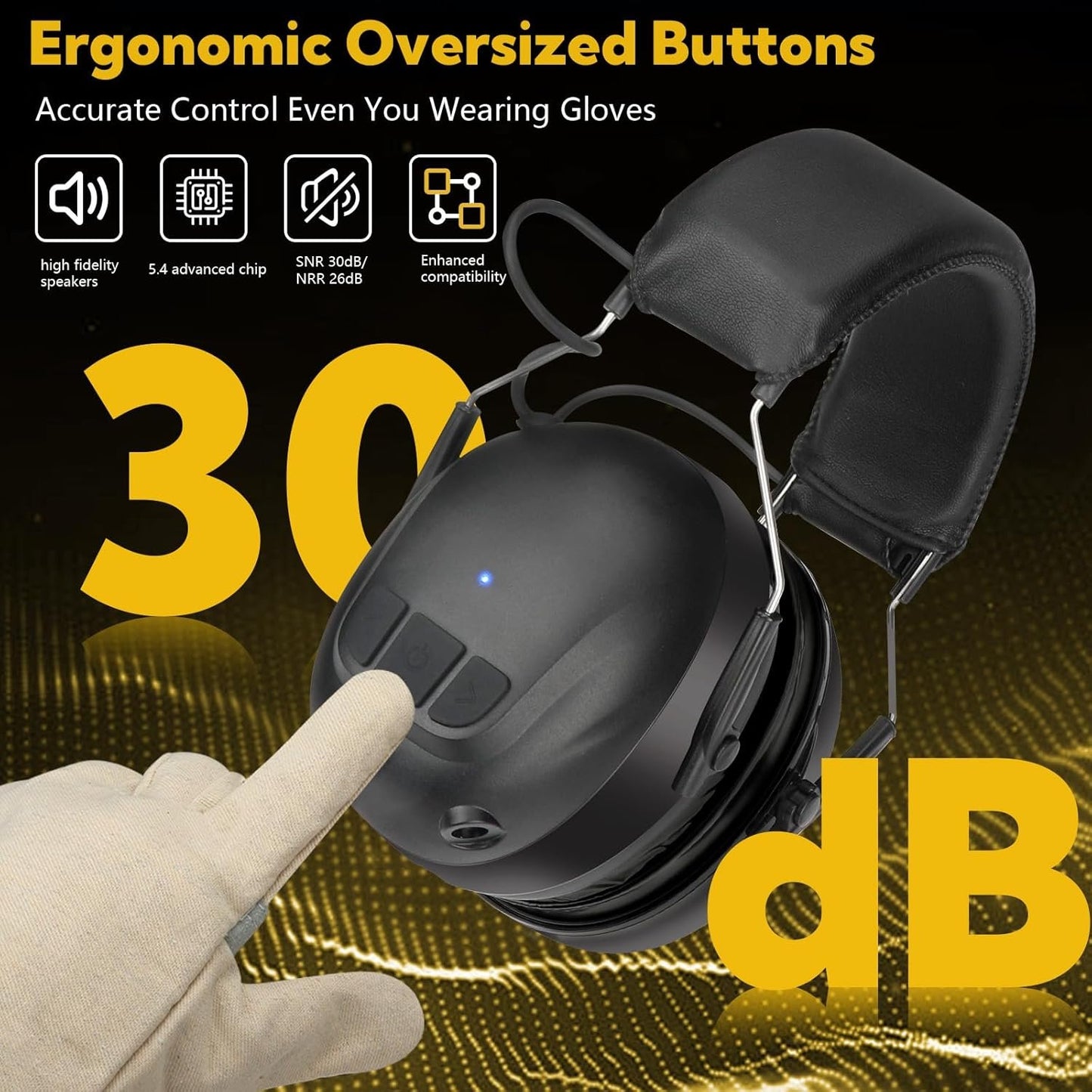 Kalence Bluetooth 5.4 Hearing Protection with 120H Working Time, 1200mAh Rechargeable Battery Ear Protection Headphones