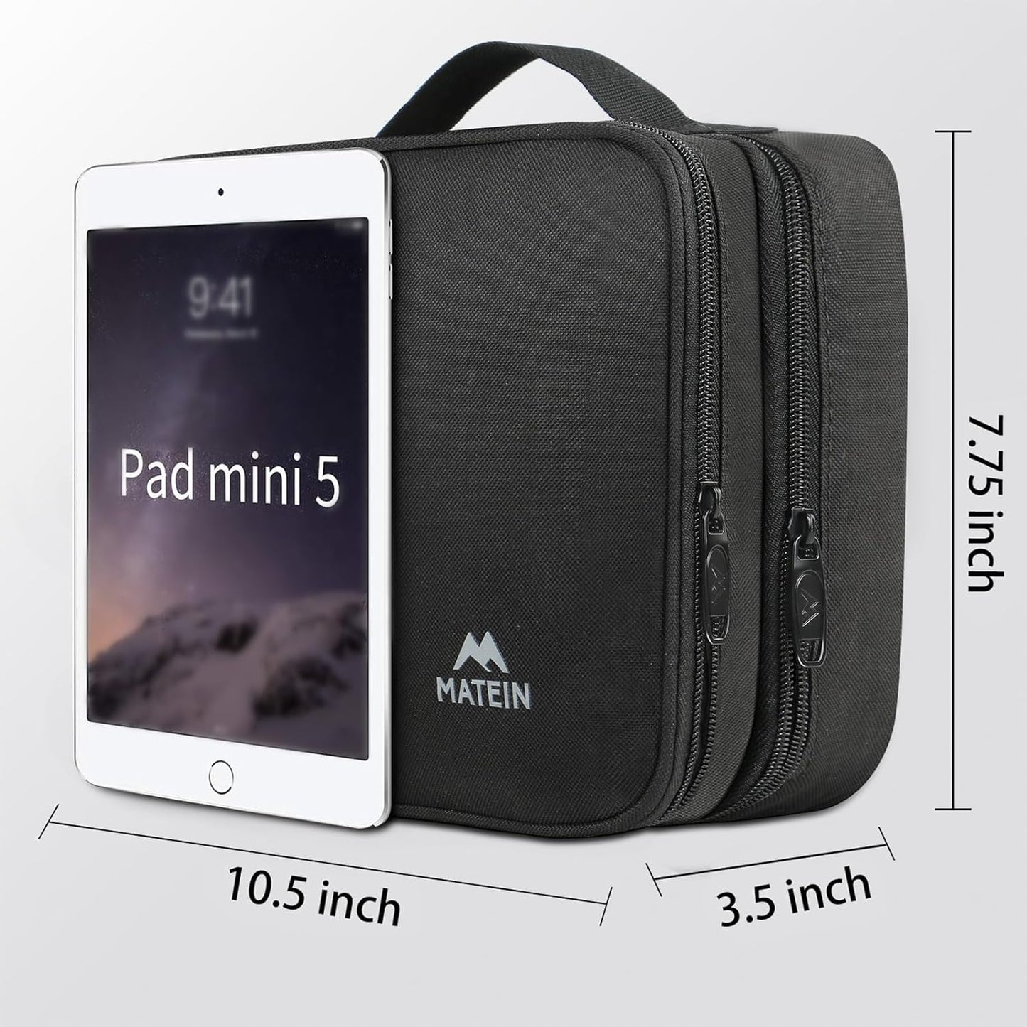 MATEIN Travel Cable Organizer, Waterproof Cable Bag for Travel Accessories, Multifunctional Charger Cable Organizer, Data Cable, Mouse, USB Stick, Mini Tablet, Black