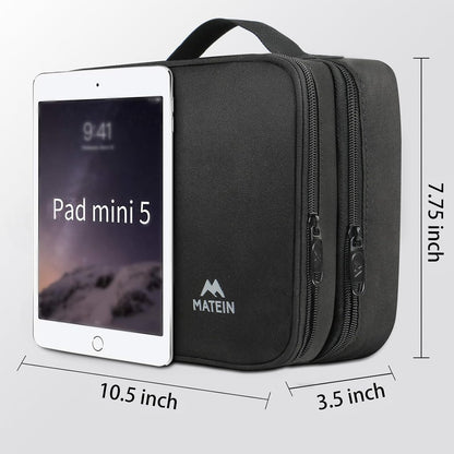 MATEIN Travel Cable Organizer, Waterproof Cable Bag for Travel Accessories, Multifunctional Charger Cable Organizer, Data Cable, Mouse, USB Stick, Mini Tablet, Black