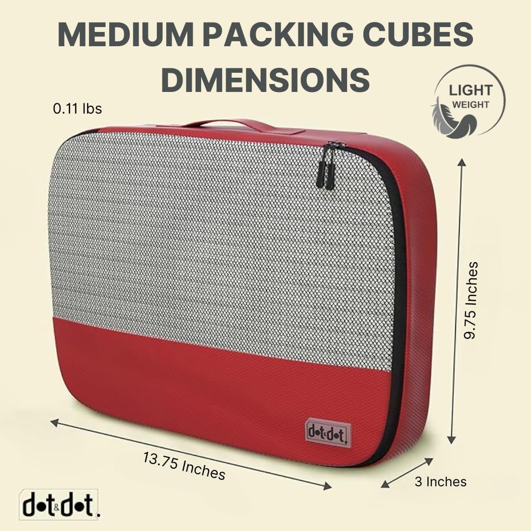 Dot&Dot Medium Packing Cubes for Travel - 4 Piece Luggage Accessories Organizers