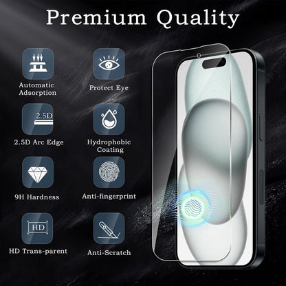 Screen Protector for Apple iPhone 15, Tempered Glass Film, Ultra HD 9H Hardness Case Friendly Anti Scratch Bubble Free Ultra Resistant Oil-Resistant Shatter Protection, 3-Pack
