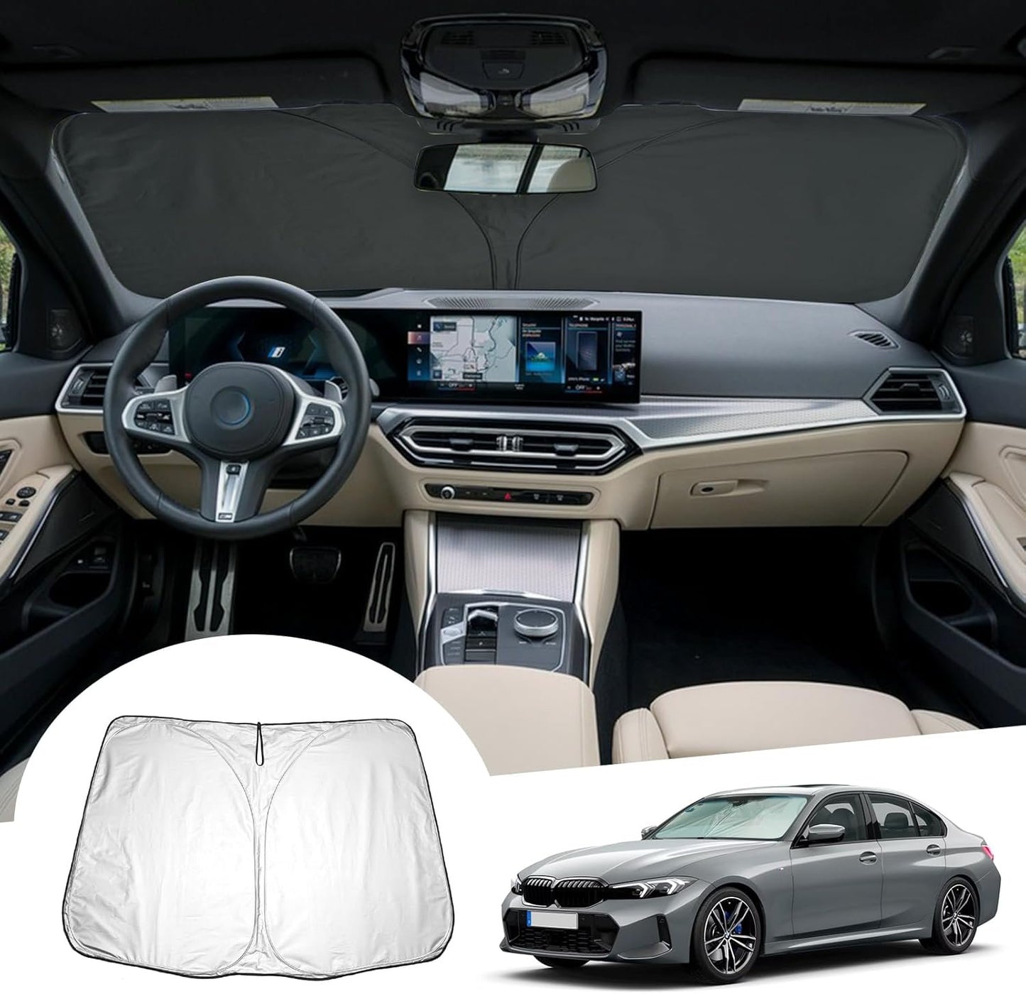 GAFAT Compatible with BMW 3 Series G20 G21 i3 G28 / 4 Series G22 i4 G26 2019-2024 2025 Interior Windshield Sun Shade Sun Shade Cooling UV Protection 3 Series Accessories