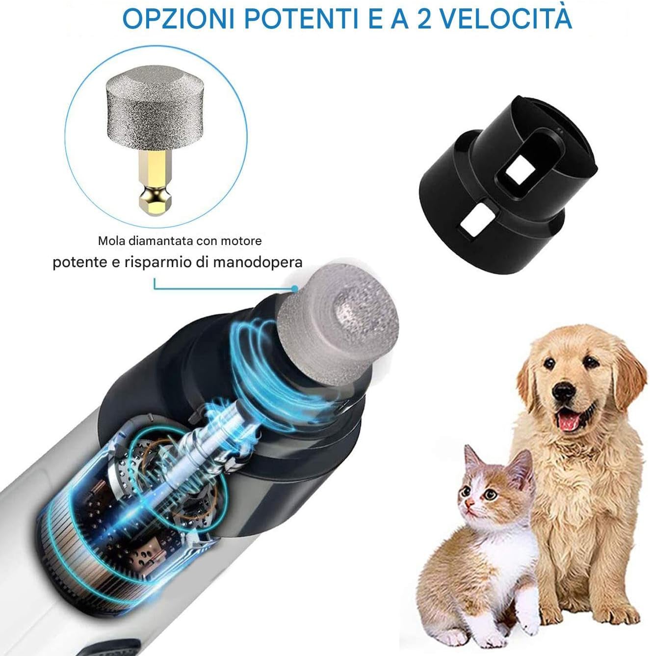 Pet Nail Grinder - Cat Nail Grinder | Dog Toenail Grinder | Electric Dog Nail Trimmer | 2-Speed Adjustable, Rechargeable, Pet Grooming Supplies For Hygiene Relaxing Cleaning