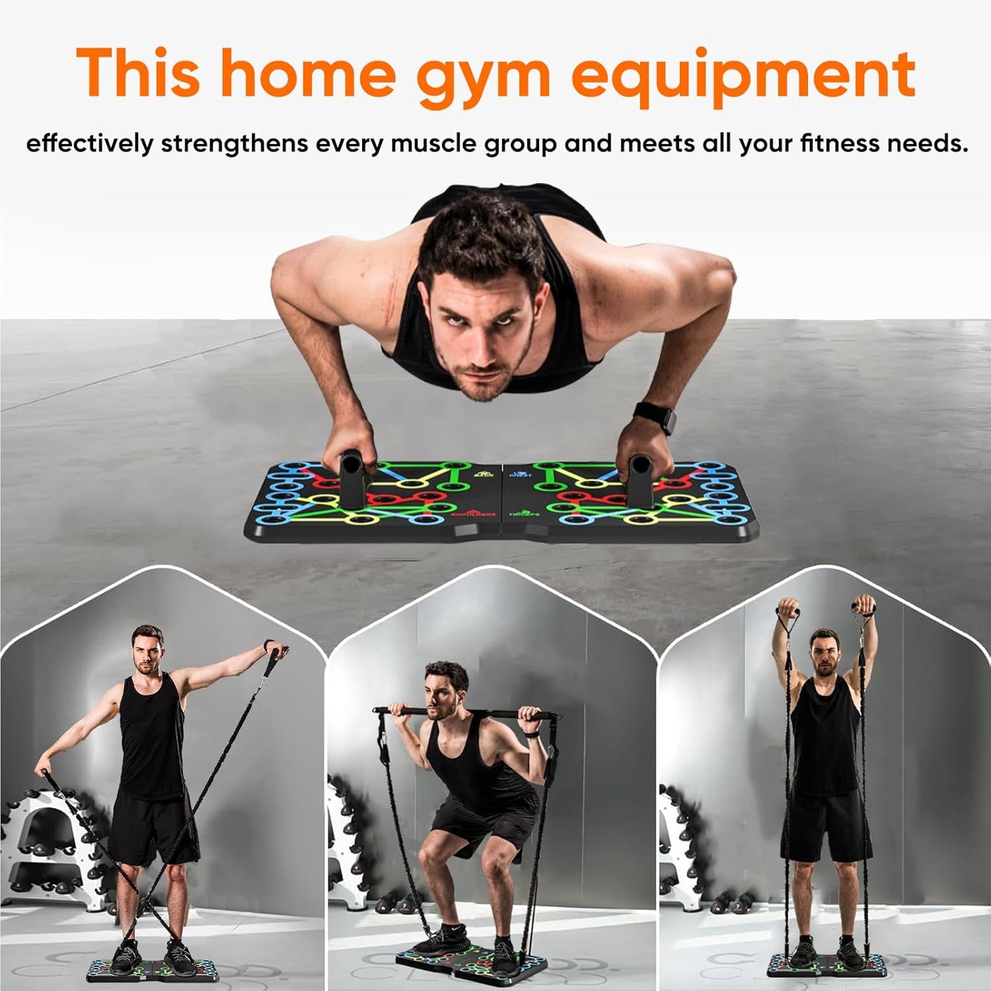 AERLANGUpgraded Push-up Board Home Fitness Accessories, Multifunctional 30-in-2 Push-up Bar Fitness Equipment, Portable Strength Training Equipment with Push-up Handles and Pilates Bar