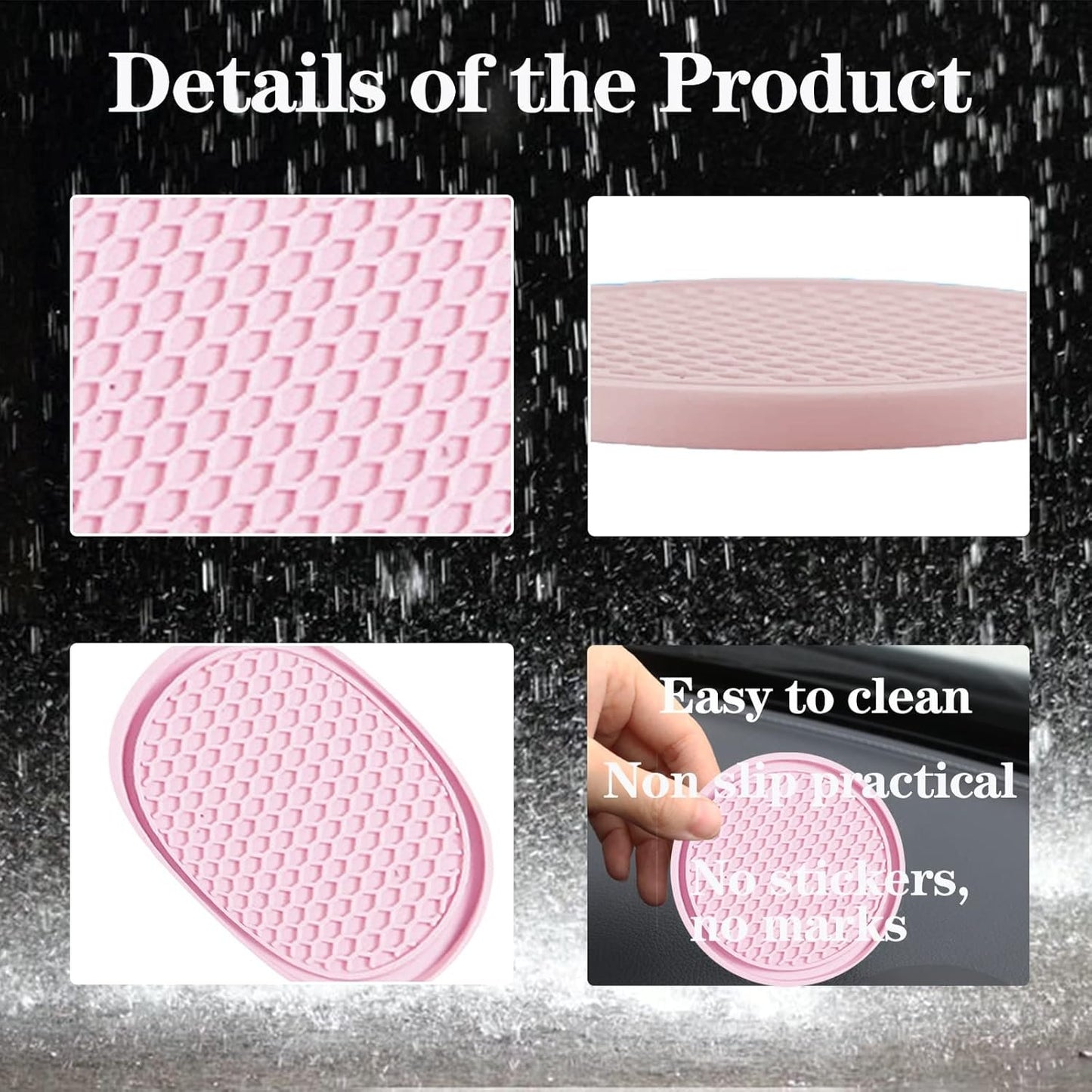 Sodcay 4 PCS Car Cup Holder Coaster, 2.75In PVC Anti Slip Cup Holder Insert Coaster, Honeycomb Waterproof Fixed Tea Coaster, Universal for Vehicle Interior Cup Mats (Pink) (SOBD0002PK-4PC)