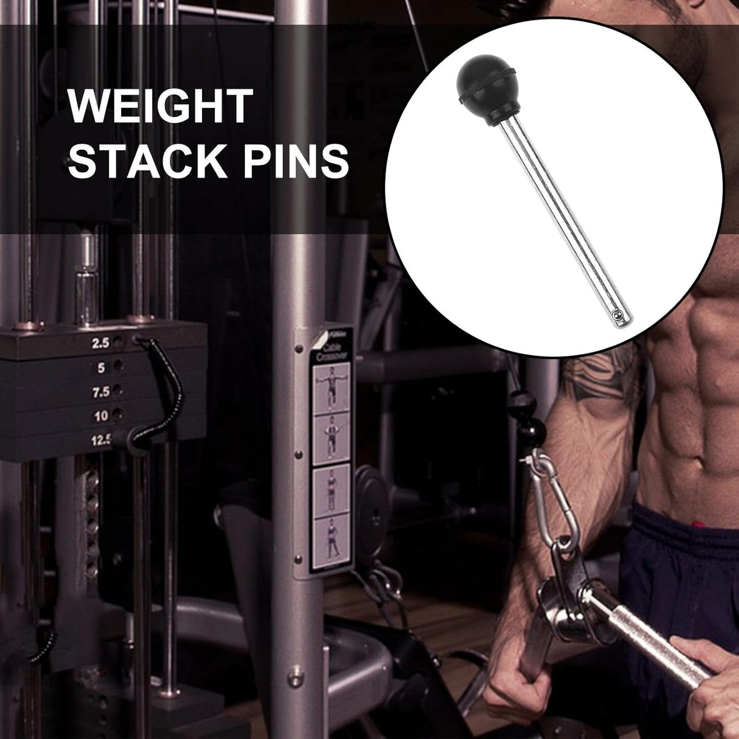 Gym Weight Pin - Weight Loading Pin, Weight Stack Pin | Weight Stack Pin Replacement Weight Plate Loading Pin, Heavy Duty Gym Equipment for Home, Multifunction Strength Training Accessories