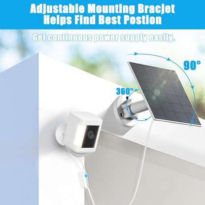 6W Solar Panel Compatible with Ring Spotlight Cam Plus/Pro and Stick Up Cam Battery, Solar Power Charger for Ring Cam with Indicator Light,13ft Cable IP66 Solar Panel USB-C and DC3.5mm Ports