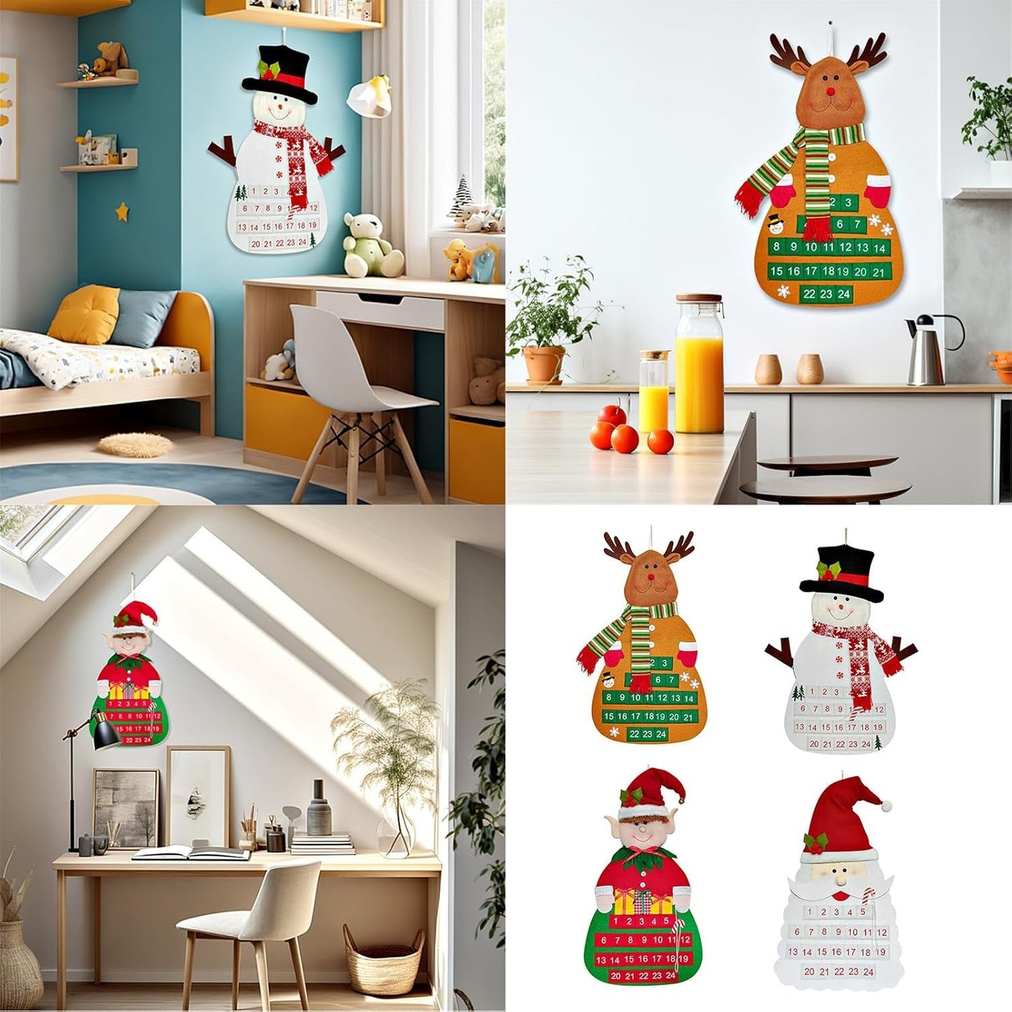 Calendario dell'Avvento a forma di albero di Natale, ornamento da appendere alla parete, decorazione in tessuto per casa e ufficio
