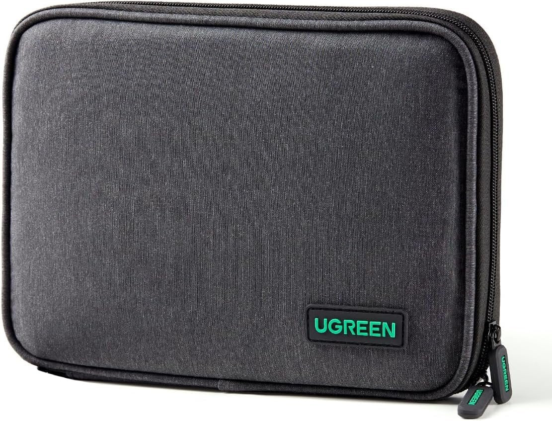 UGREEN Electronic Organizer, Portable Travel Gadget Bag, Large Capacity Tech Pouch for Small Charger Adapter Power Bank Hard Drive SD Card, Cable, Single-Layer