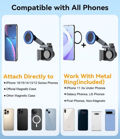 CloudValley Tesla Phone Mount [Non-Adhesive & Strongest Magnetic] Metal Car Holder for Model 3/Y/S/X/Cybertruck, Liftable Hidden Design, 360° Adjustable, Designed for MagSafe iPhone 12-16 & All Phones
