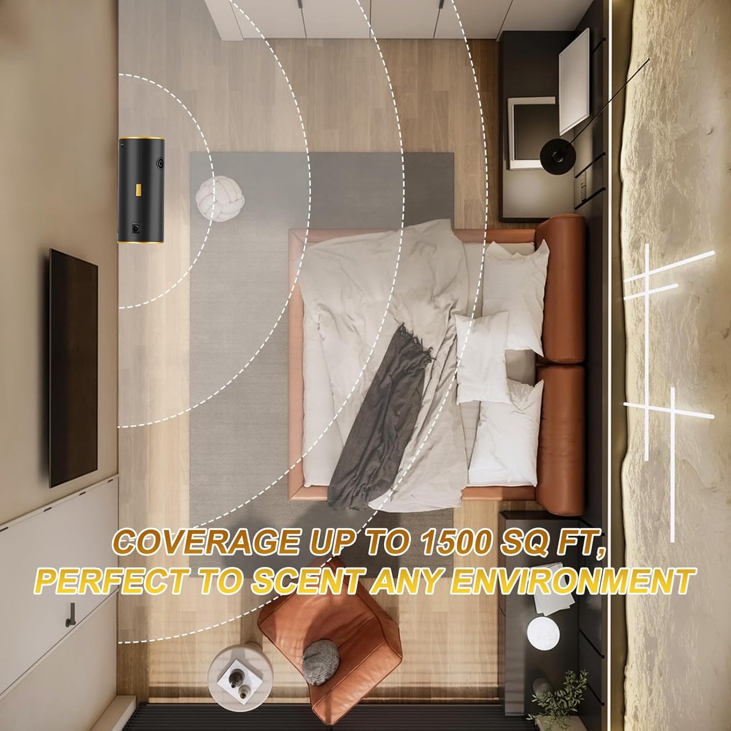 Smart Scent Air Machine for Home, 1500 Sq. Ft Hotel Collection Diffuser with Cold Air Tech, Whole House Fragrance & Low Noise, Bluetooth Scent Air Diffuser for Home, Hotel, Office, Spa(Black)