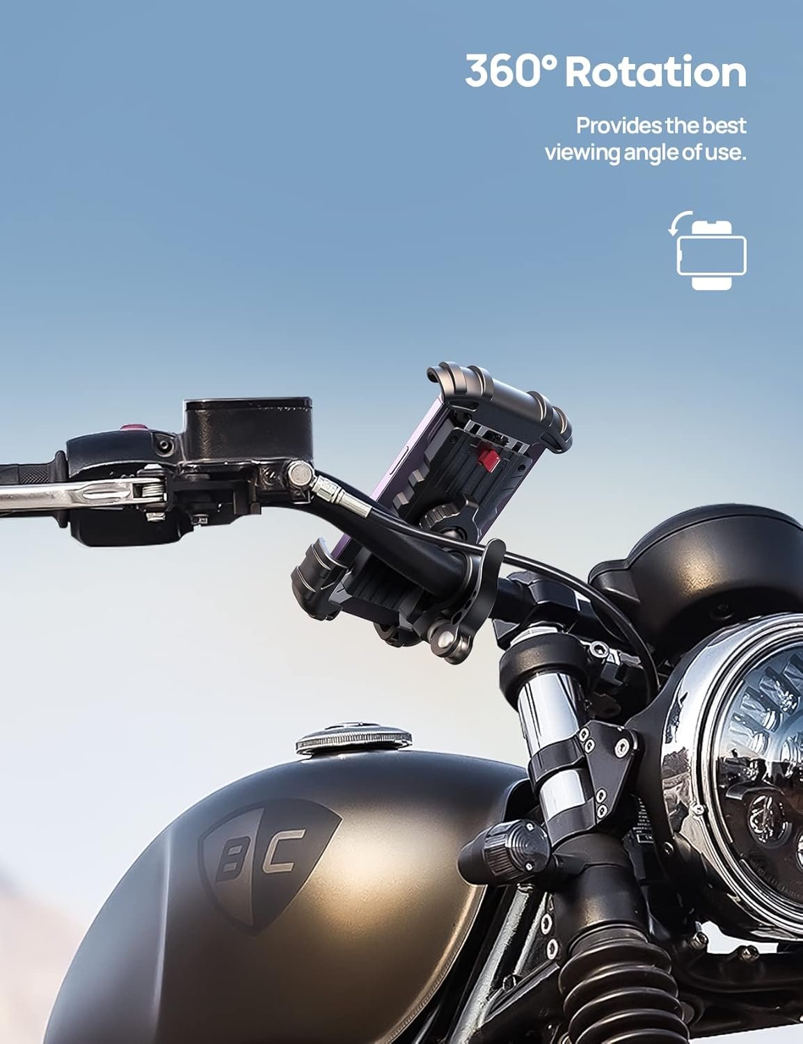 Bike Phone Mount, Motorcycle Phone Holder - Lamicall Motorcycle Bicycle Cell Phone Mount Clamp for Handlebar, Cycling Mount for iPhone 15 Pro Max Plus, 14 Pro Max, S23 S24 Ultra, 4.7-6.8" Smartphone