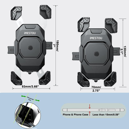 iMESTOU Motorcycle Wireless USB C Charger Phone Mount with Detachable SAE-O Ring Wire, Fits for 5.5"-7.2" Phones with Thickness Up to 15mm, Width ＜93mm, Works with 12-24V Motorcycles