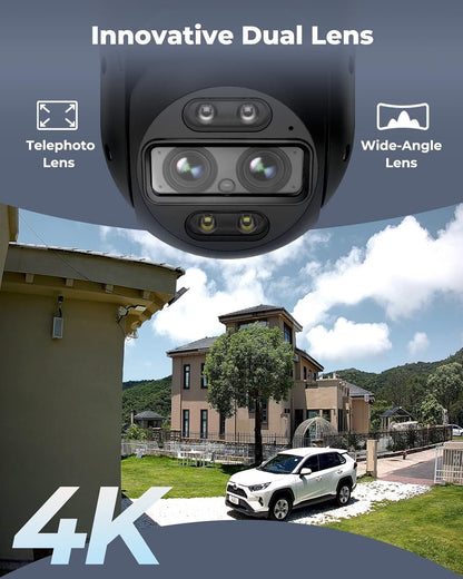 REOLINK 4K Wired WiFi Outdoor Camera, 8MP Dual Lens Security Cam, 360 PTZ Auto Tracking, 2.4 / 5GHz Smart Person/Vehicle Detection, 6X Hybrid Zoom, Color Night Vision, TrackMix Wi-Fi