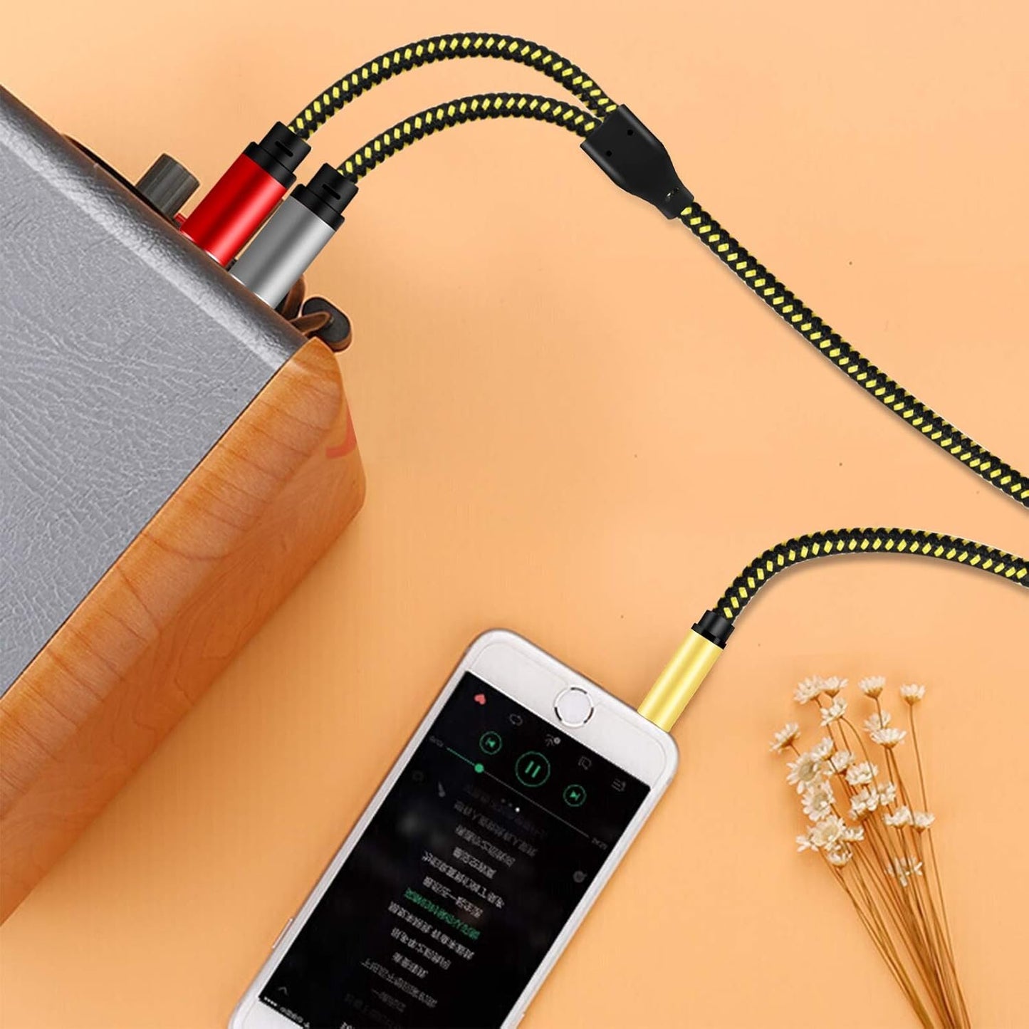 RCA Cable, 3.5mm Male to 2RCA Male Stereo Audio Adapter Cable Nylon Braided AUX RCA Y Cord for Smartphones, MP3, Tablets, Speakers, HDTV and More (0.5M/1.5Ft)