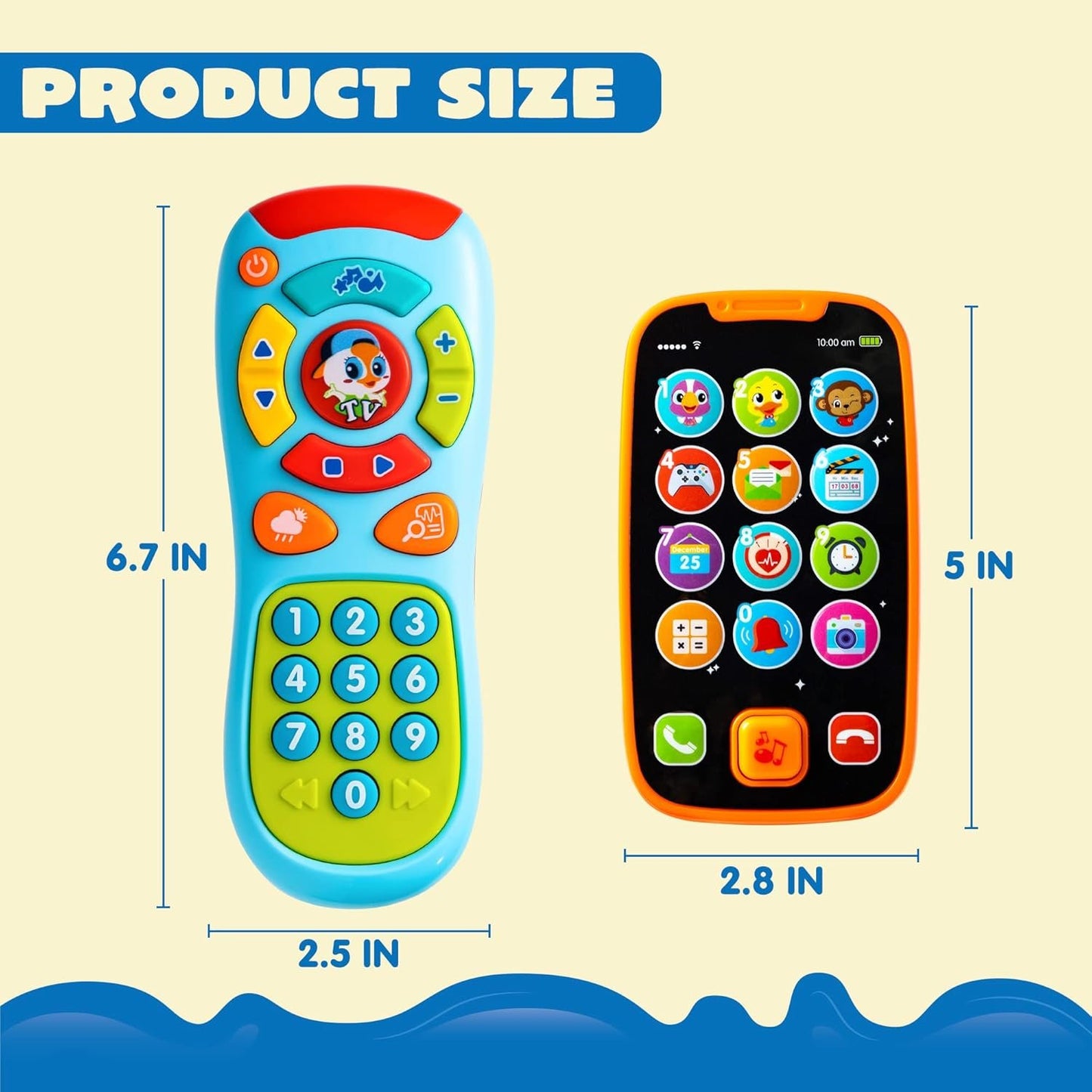 JOYIN My Learning Remote and Phone Bundle with Music Fun Smartphone Toys for Baby Infants Kids Boys or Girls Birthday Gifts Holiday Stocking Stuffers Present