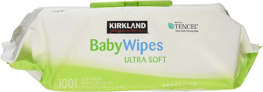 Kirkland Signature Baby Wipes Ultra Soft Unscented Strong Fiber Moisturizes Sensitive Skin Gently Cleanses Helps Maintain Product Purity and Freshness Helps Maintain Ideal Ph Extra Large Wipes with Aloe & Vitamin E Hypoallergenic ( Pack of 3)
