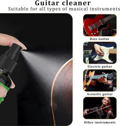 Guitar Cleaning Kit – 8-Pack Complete Care Set with Innovative Sponge Applicator | Guitar Cleaner, Lemon Oil(fretboard oil), Polish Wax, String Cleaner, Winder, Brush & Microfiber Cloth