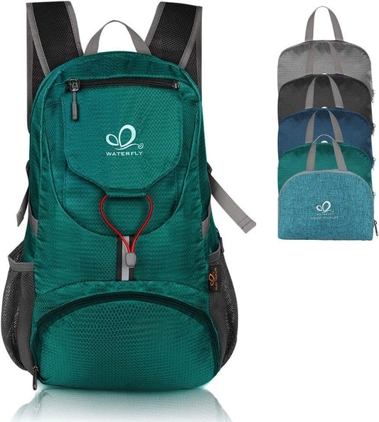 WATERFLY Foldable Travel Backpack Lightweight 20L Hiking Daypack for Outdoor Cycling Camping (Green)