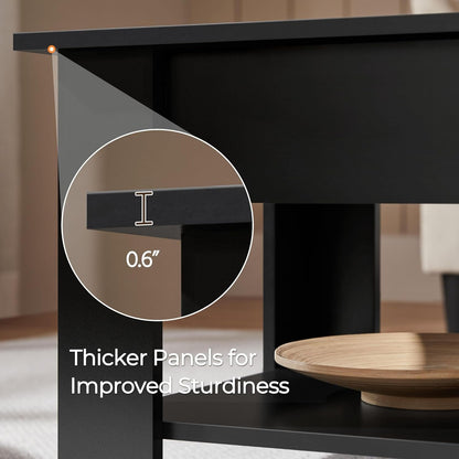 Yaheetech Lift Top Coffee Table with Hidden Compartment and Storage Shelf, Rising Tabletop Dining Table for Living Room Reception Room, 98cm L, Black