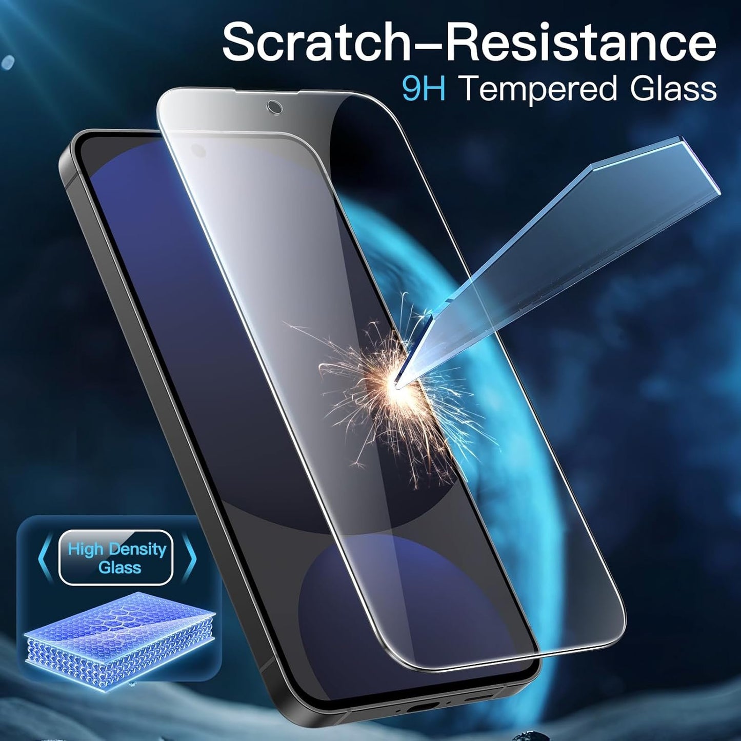 JETech Screen Protector for Samsung Galaxy S24 FE, Tempered Glass Film, Fingerprint ID Compatible, HD Clear, 3-Pack