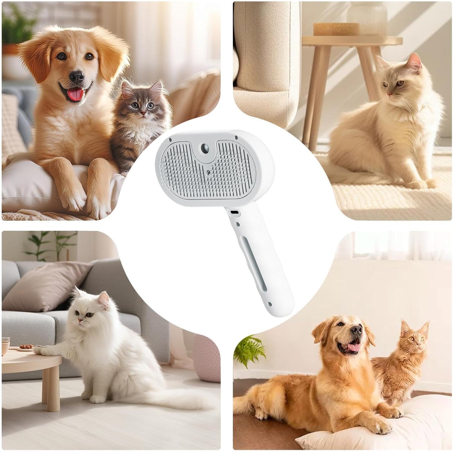 USB Rechargeable Spritz Defur Comb for Cats, Pet Hair Remover Brush, 35ml Water Tank, Indoor Cat Grooming Tool, Dog Hair Remover, Pet Spray Depilatory Comb