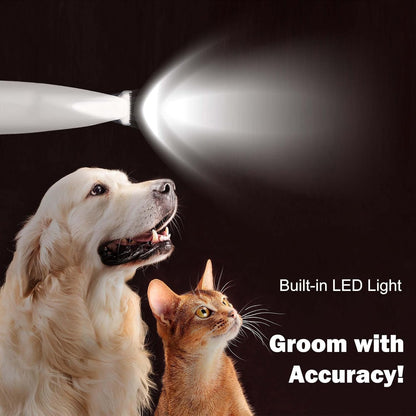 Dog Grooming Kit with LED Light, 18mm Blade Cat Clippers for Grooming, 35dB Low Noise Pet Paw Trimmer, USB Rechargeable, Waterproof IPX4, Precision Clippers for Paws, Ears, Face, and Rump