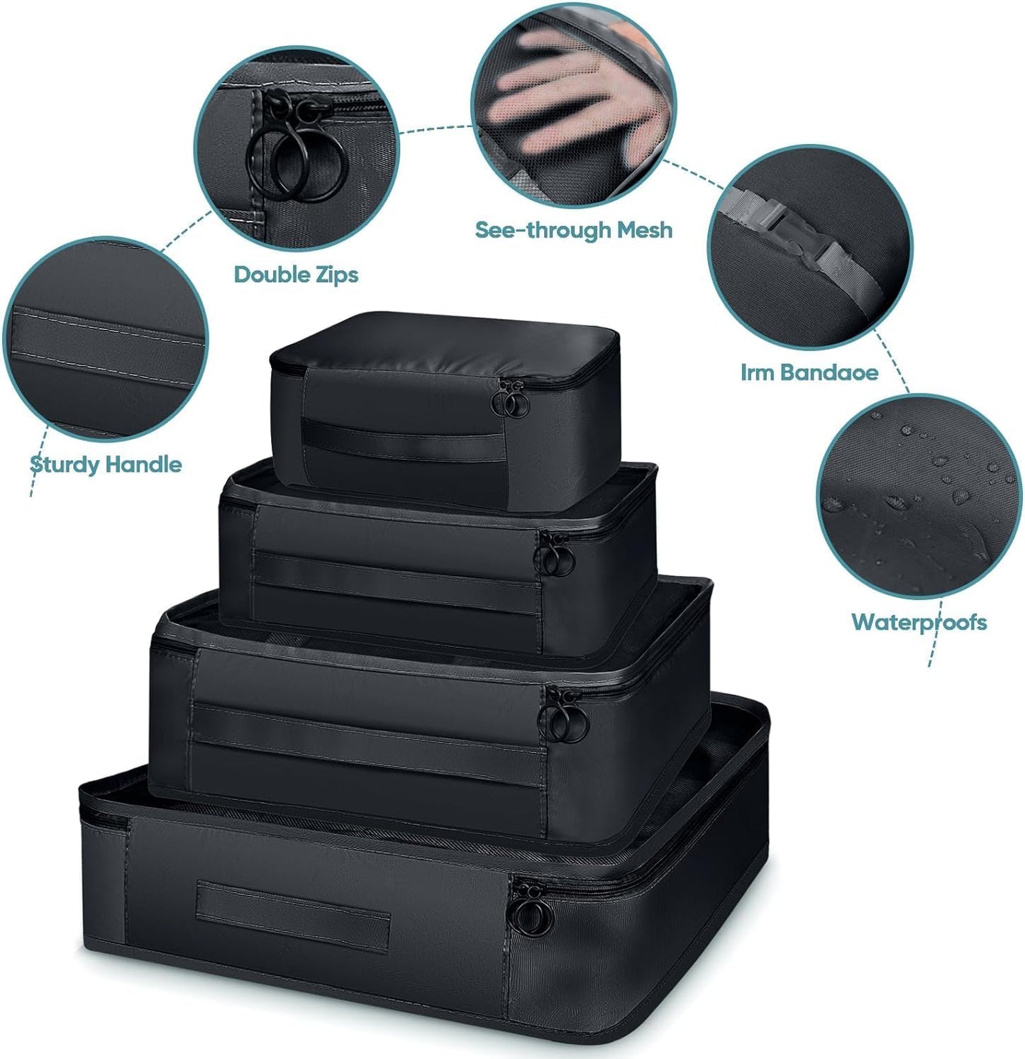 HOXFAZIR Packing Cubes for Suitcase Travel Luggage Packing Organizers Travel Carry On 10 Set