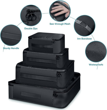 HOXFAZIR Packing Cubes for Suitcase Travel Luggage Packing Organizers Travel Carry On 10 Set