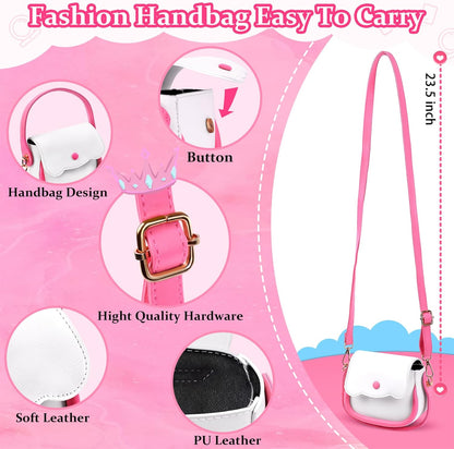 GJZZ Play Purse for Little Girls - Toddler Purse Set Pretend Play Makeup Toys, Kids Toy Purse Birthday Gifts for Girls Ages 3-5, 4-5, 6-8 Years Old, ABB-02, Pink