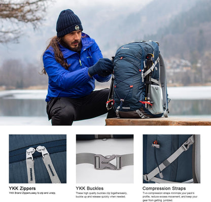 Mountaintop 40L Hiking Backpack Camping Trekking Backpack Outdoor Travel Daypack For Men Women