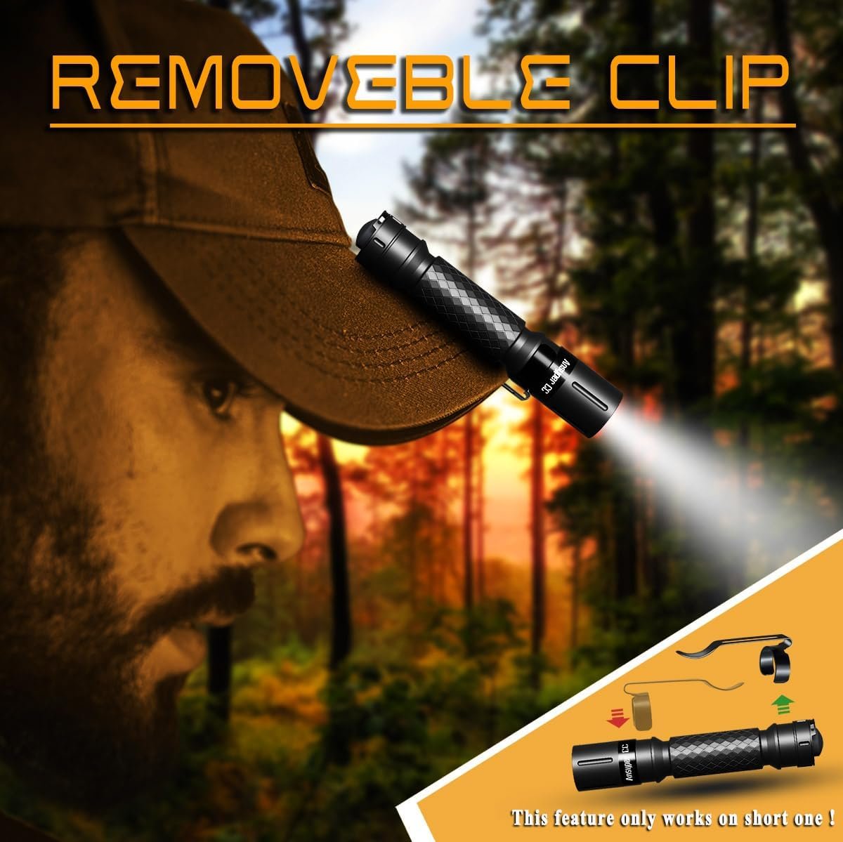 Mini Flashlight Small Flashlights LED Powerful High Lumens Tactical Pen Light with Clip,3 Modes Slim Portable Pocket Compact Torch for Emergency Inspection AAA Battery Water-Resistant (3.4 & 5.2 inch)