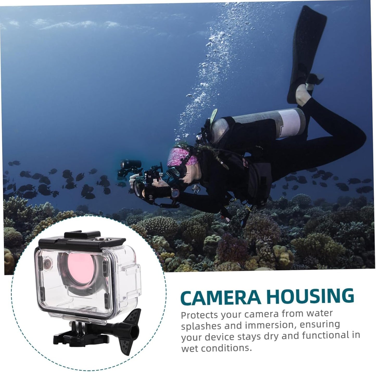 ELAYARD Camera Housing Case with Dual Cold Shoe Mounts Durable Digital Camera Protection Shell