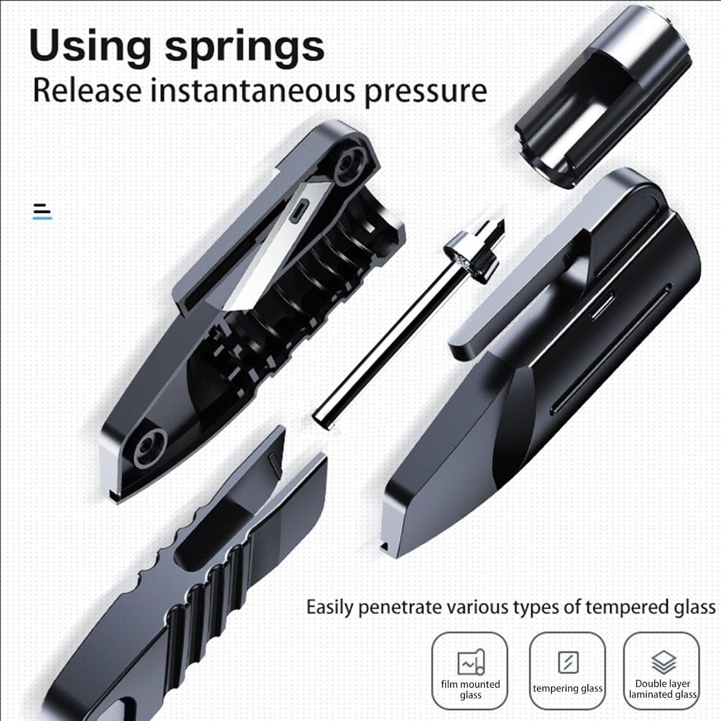 Window Breaker Seatbelt Cutter Hammerdex Emergency Car Escape Survival Stuff Tool Tools Gadgets Safety Kit, Black