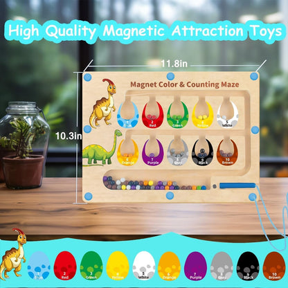 Montessori Magnetic Color and Number Maze, Wooden Puzzle Activity Board, Wooden Magnetic Tracing Board for Kids,Learning and Educational Birthday Gifts for Kids Girl and Boy 3-5 Years Old