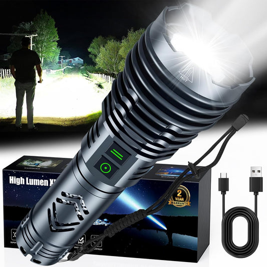 Rechargeable Flashlights 1500000 High Lumens,Super Bright LED Flashlight,Tactical Powerful Waterproof Handheld Flashlights with Zoomable 6 Modes,Output Funtion & 24H Long Life for Emergencies Camping