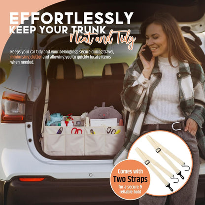 Car Boot Organiser with Super Capacity Storage â€“ Collapsible, Car Trunk Organizer with Reinforced Handles, Adjustable Straps & Non-Slip Bottom â€“ 2 Seatback Organisers for SUVs, Sedans, & RVs - Black