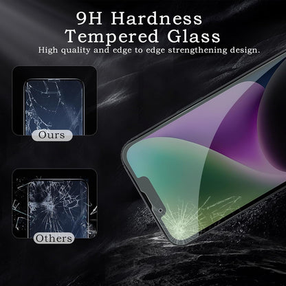 [2+2 Pack] Privacy Screen Protector for Apple iPhone 14, Anti-Spy Shatterproof Tempered Glass with Camera Lens Tempered Glass 9H Hardness Bubble Free Anti-Glare Case Friendly
