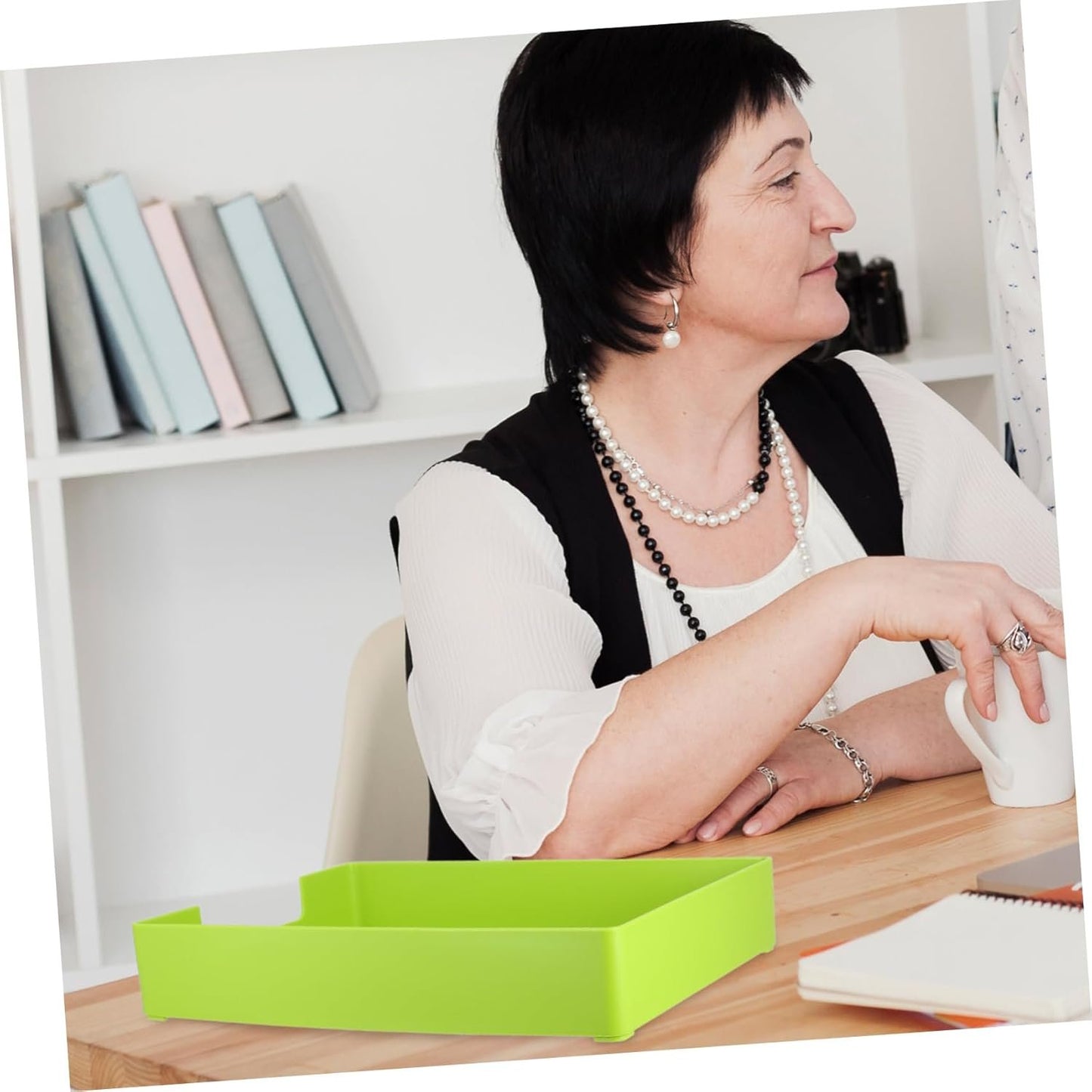 DOITOOL Office Desk Organizer Tray Green File Storage Box Stackable Paper Holder for Efficient Workspace Organization for Home School and Office Use