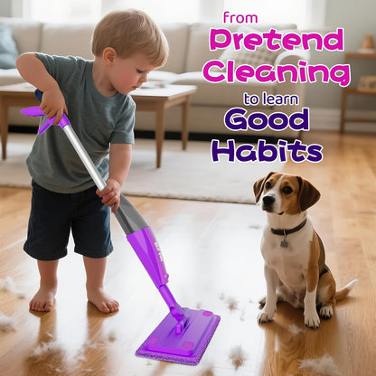CalfQueen Mop Montessori Kids Toys with Water Sprayer, Pretend Play&Preschool Educational, STEM Clean, Housekeeping Kit Spray Mops for Floor Cleaning, Birthady Gifts 3 4 5 6 7 8 Year Old Boys Girls