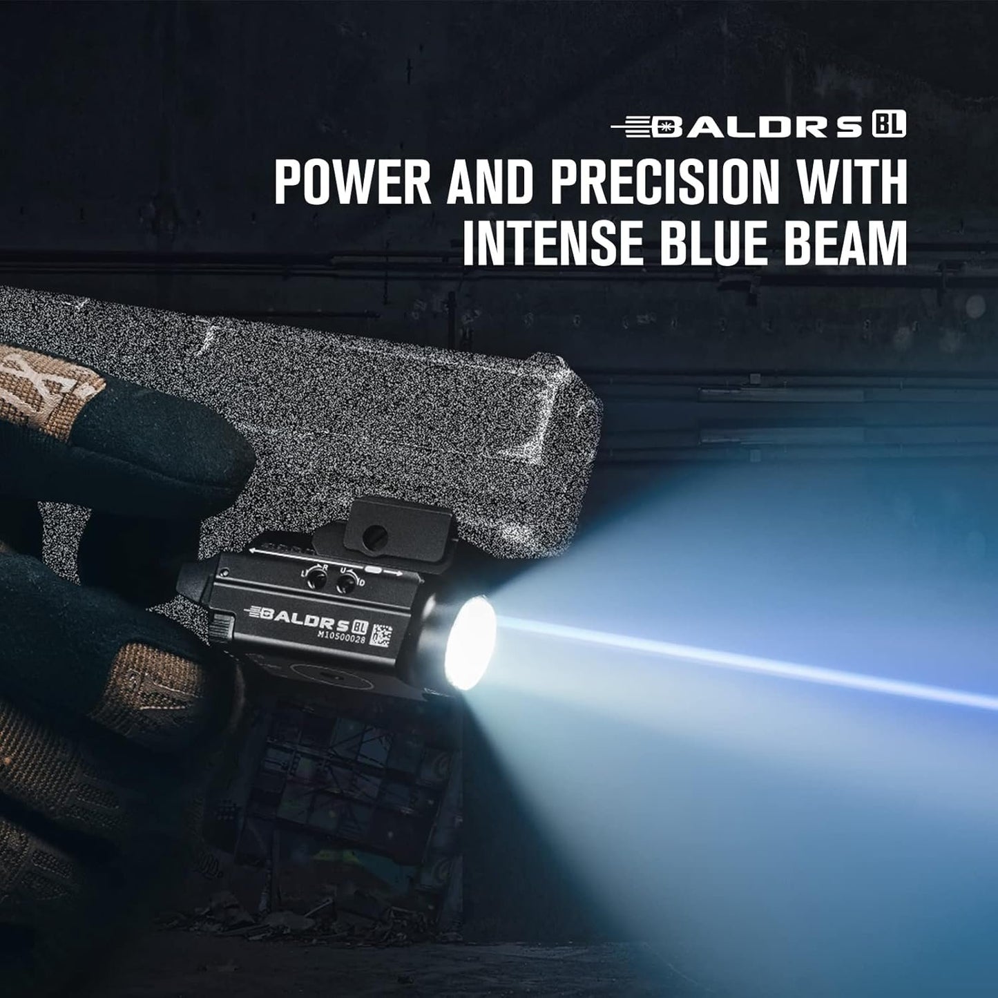 OLIGHT Baldr S BL 800 Lumens LED Rechargeable Tactical Flashlight, Compact Rail Mounted Light with Blue Beam and White LED Combo, Flashlight Compatible with 1913 or GL Rail (Black)