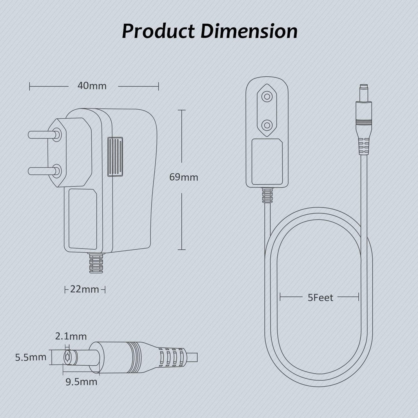 12V 2A Power Supply, Zolt Transformer Universal AC DC Power Adapter with 9 DC Plugs for Electronics, 24W Max.