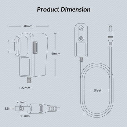 12V 2A Power Supply, Zolt Transformer Universal AC DC Power Adapter with 9 DC Plugs for Electronics, 24W Max.