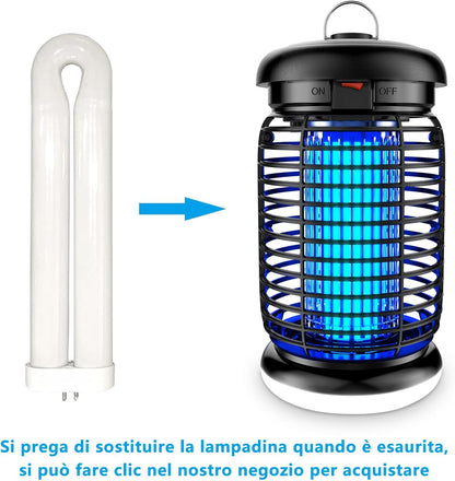 seenlast Electric Mosquito Killer Lamp, 15 W 4200 V UV Electric Mosquito Net with LED Light, IPX4 Waterproof, Non-Toxic and Ecological Mosquito Trap for Indoor Outdoor Garden (3 m Cable)