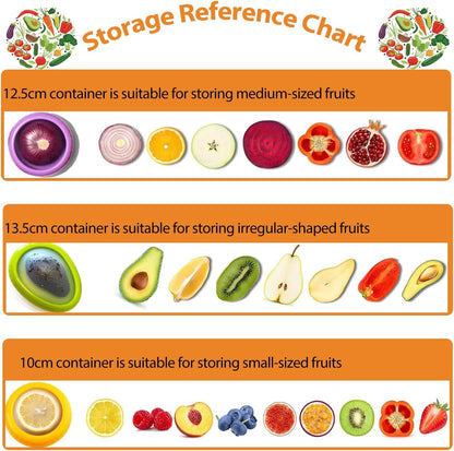 Avocado Saver and Tomato Holder - Set of 4 Reusable Silicone Fruit and Vegetable Storage Containers for Fridge - Ideal for Garlic, Onions, Lemons, and Potatoes