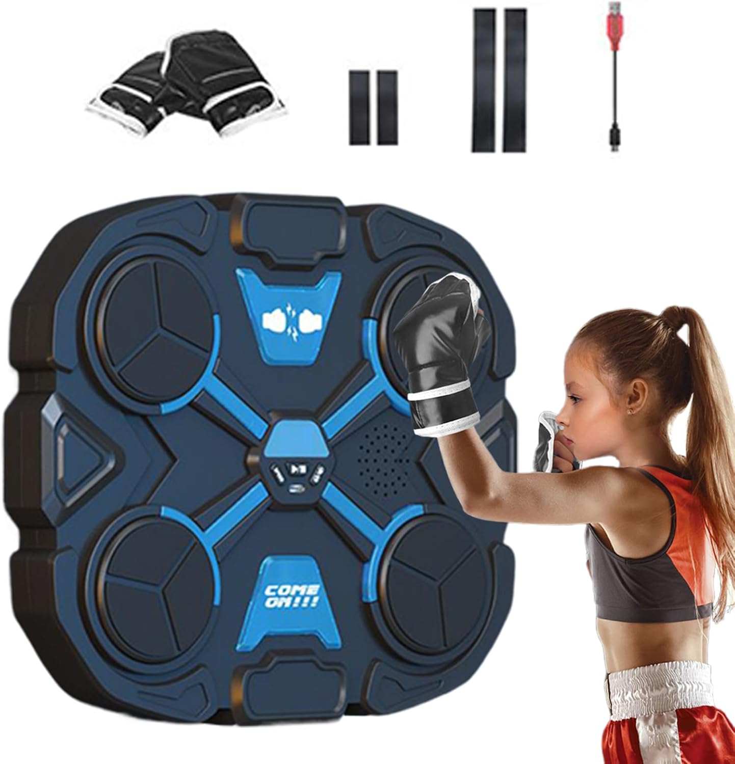 Fravsiu Music Boxing Machine, Smart Wireless Punching Device, Home Boxing Workout Equipment, Interactive Fitness Gear for Adults, Kids, Cardio and Reflex Drills, 14,57 pollici