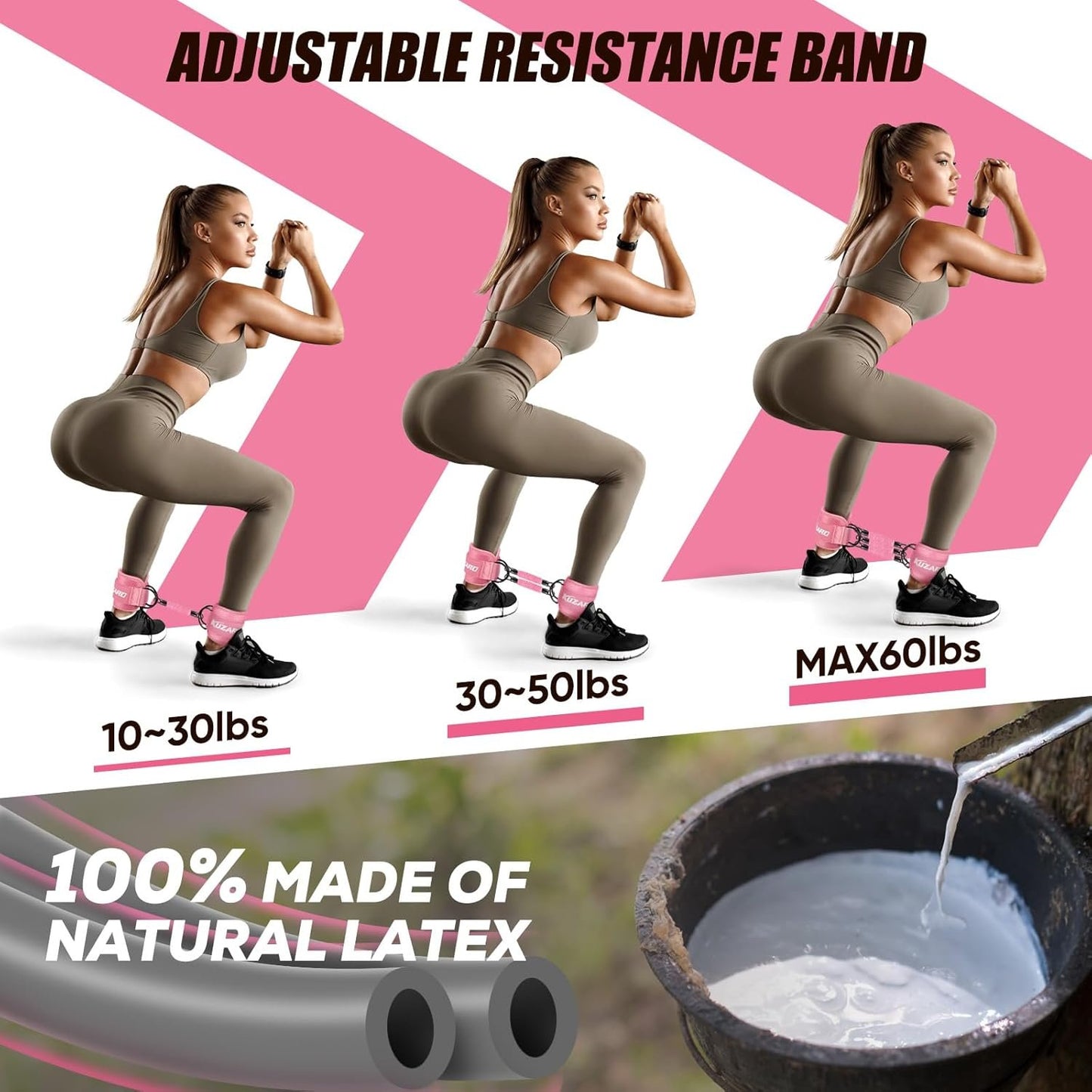 Resistance Bands with Ankle Straps, Ankle Weights Bands for Working Out, Exercise Bands for Women Leg and Glute, Booty Workout Equipment for Kickbacks, Butt and Hip Training