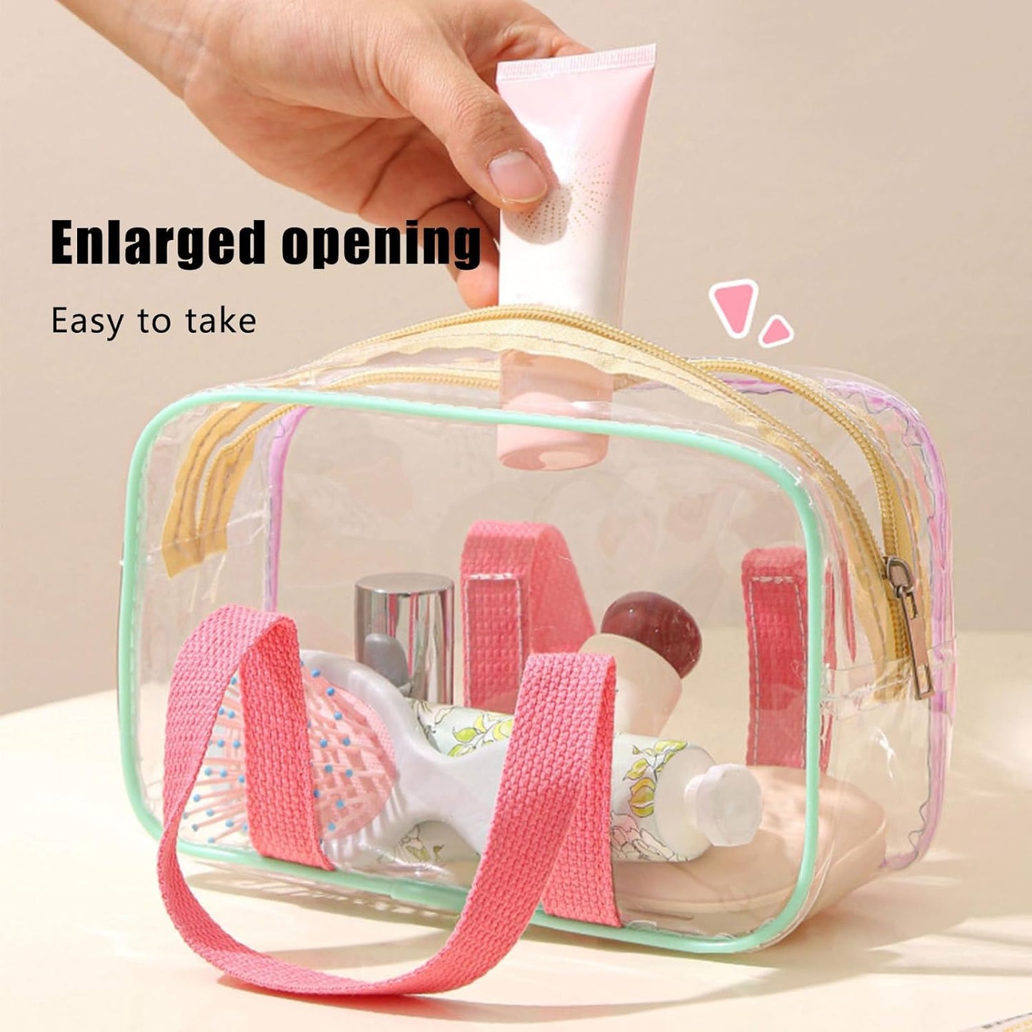 Clear Makeup Bag, Transparent Toiletry Bag, Portable Cosmetic Pouch, Waterproof Scratch-Resistant Pouch, Zippered Design for Easy Access, Beach Travel Gym Work School Use