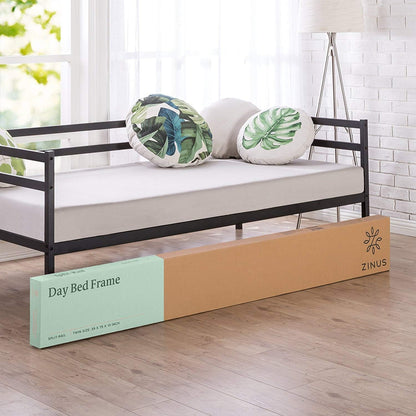 Zinus Marie Metal Single Daybed | Strong Steel Frame Indoor Split-Rail Day time Beds Frame Furniture, Black