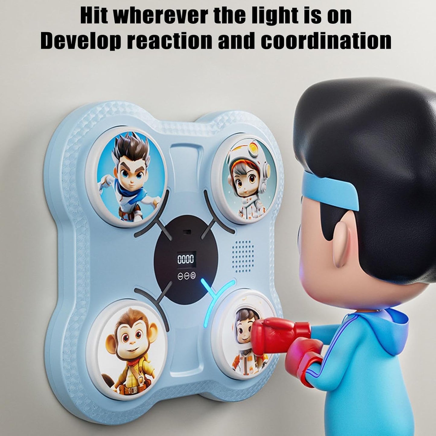 Music Boxing Machine, Smart Punching Target Toys with Gloves, Wall-Mounted Boxing Workout Equipment for Kids and Teens, Interactive Boxing Toy for Stress Relief and Exercise, Fitness Training Gear
